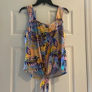 Caribbean Joe button down, tie front,summer tropical  tank